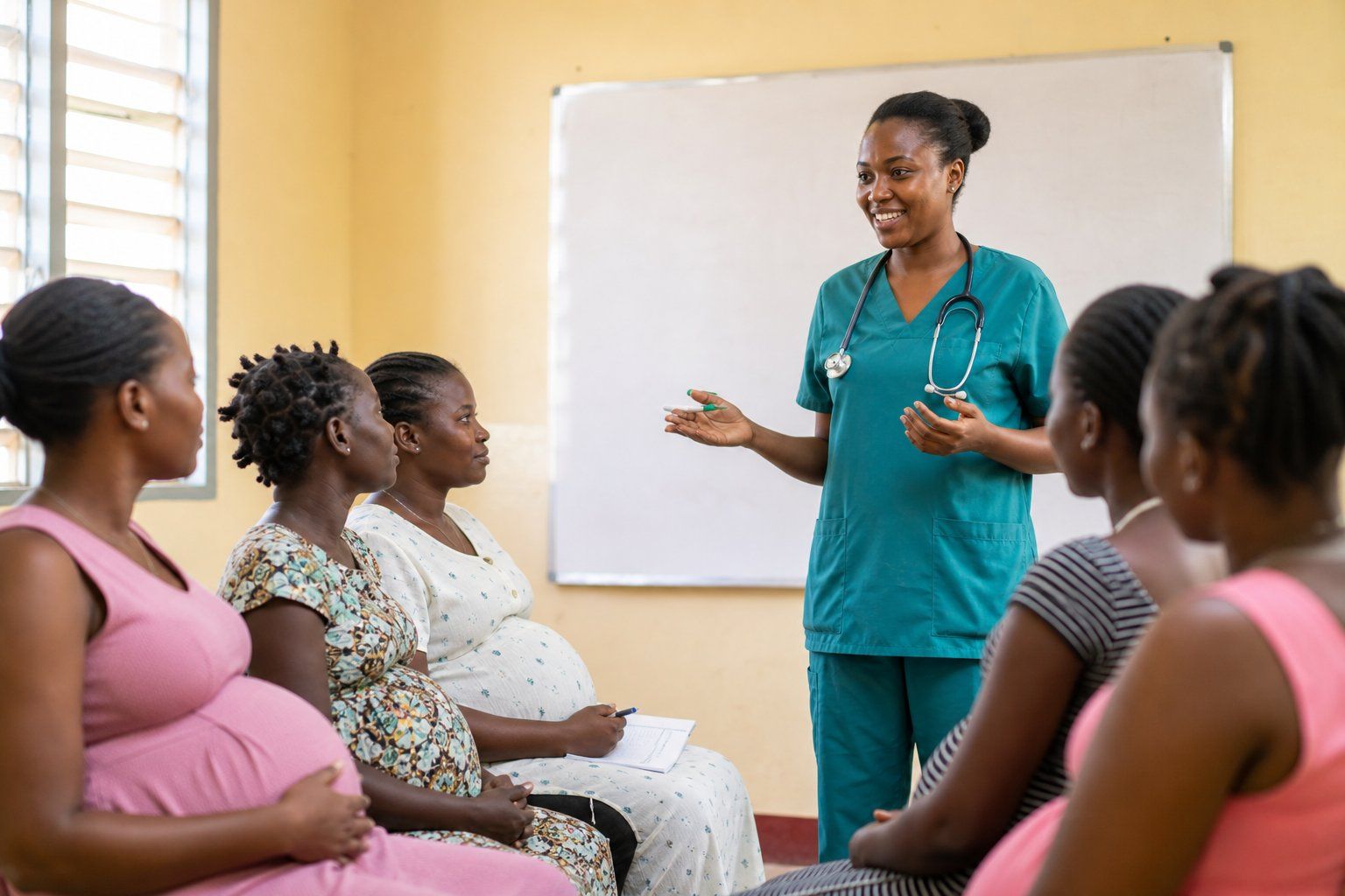Nurse giving a health education talk
