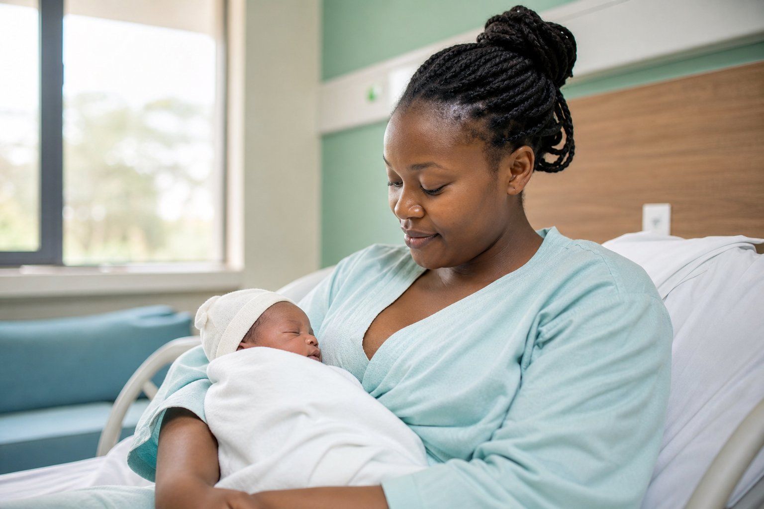 Mother holding her newborn after delivery